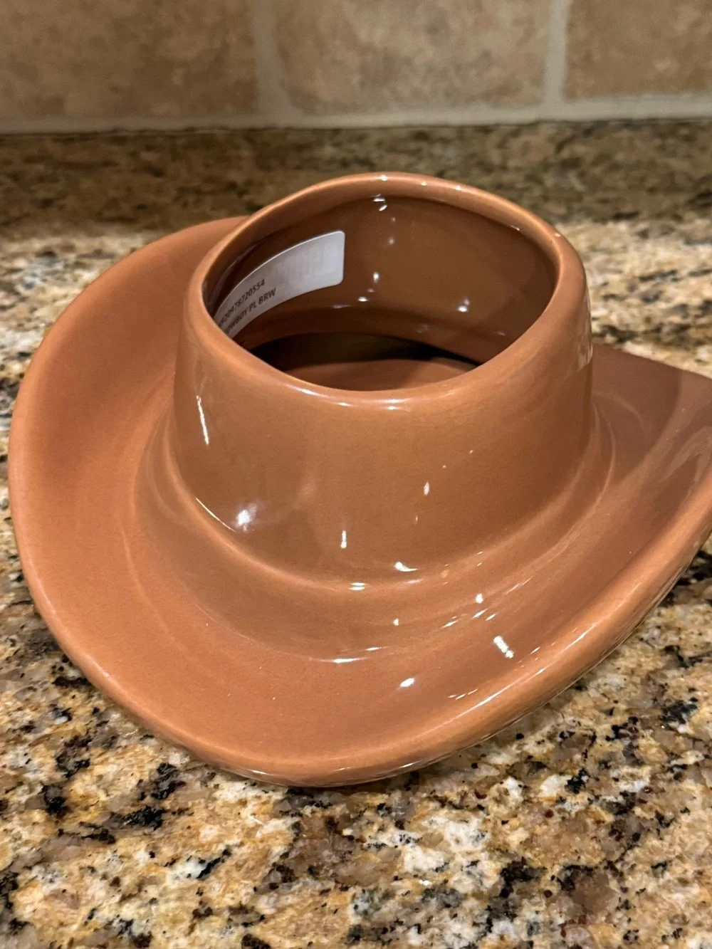 Ceramic Cowboy Hat Planter in Warm Brown 7”x6.5”.3”H : NEW